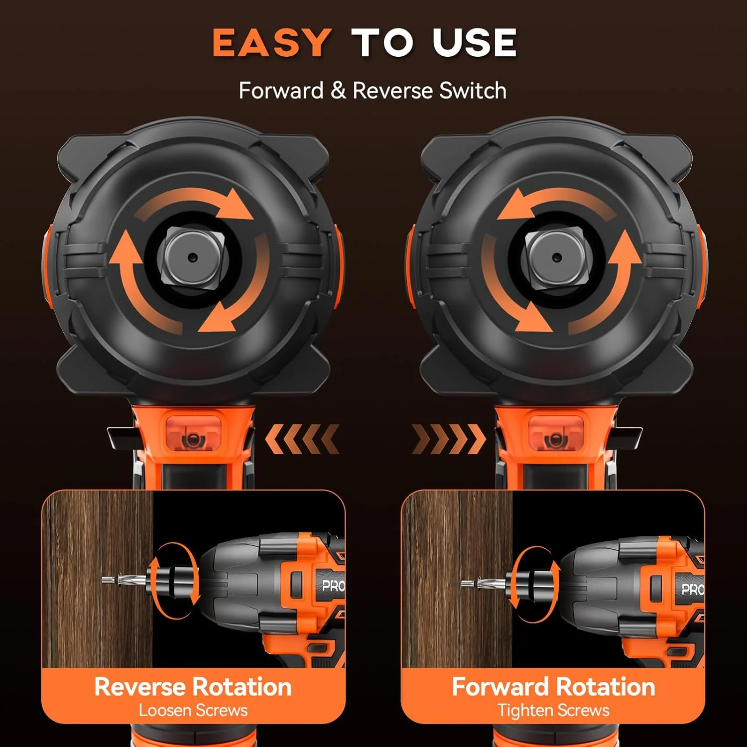 Protmex Cordless 900Ft-lbs Impact Wrench, 4000mAh Battery, 3500 RPM - Image 2