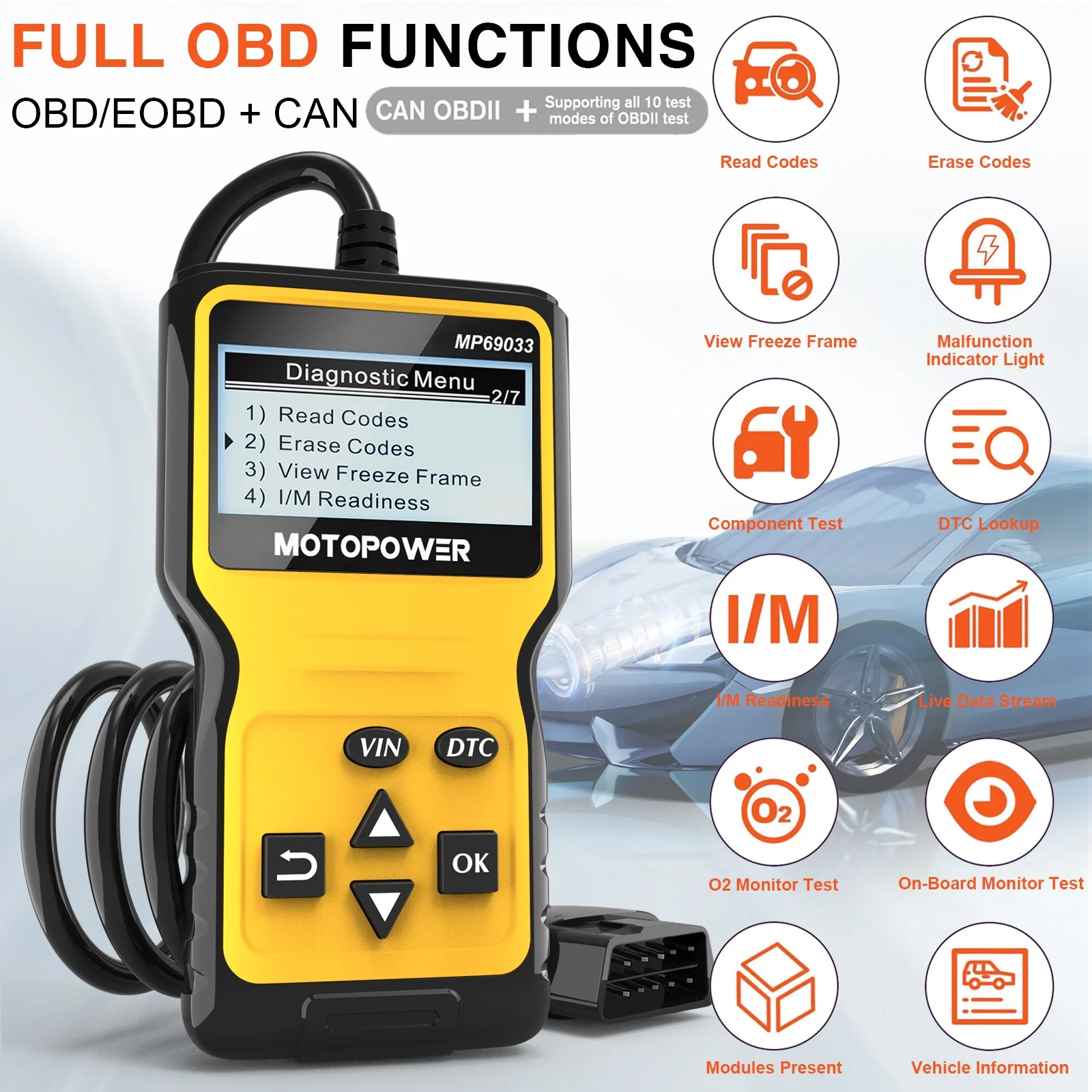 MOTOPOWER Car OBD2 Code Reader OBD2 Scanner Engine Fault Code Reader Car Diagnostic Scan Tool - Image 9