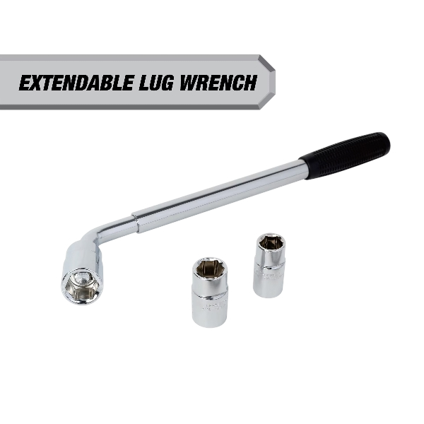 Hyper Tough Heavy Duty Extendable Lug Wrench, 15 to 22-inch Tire Iron, Chrome