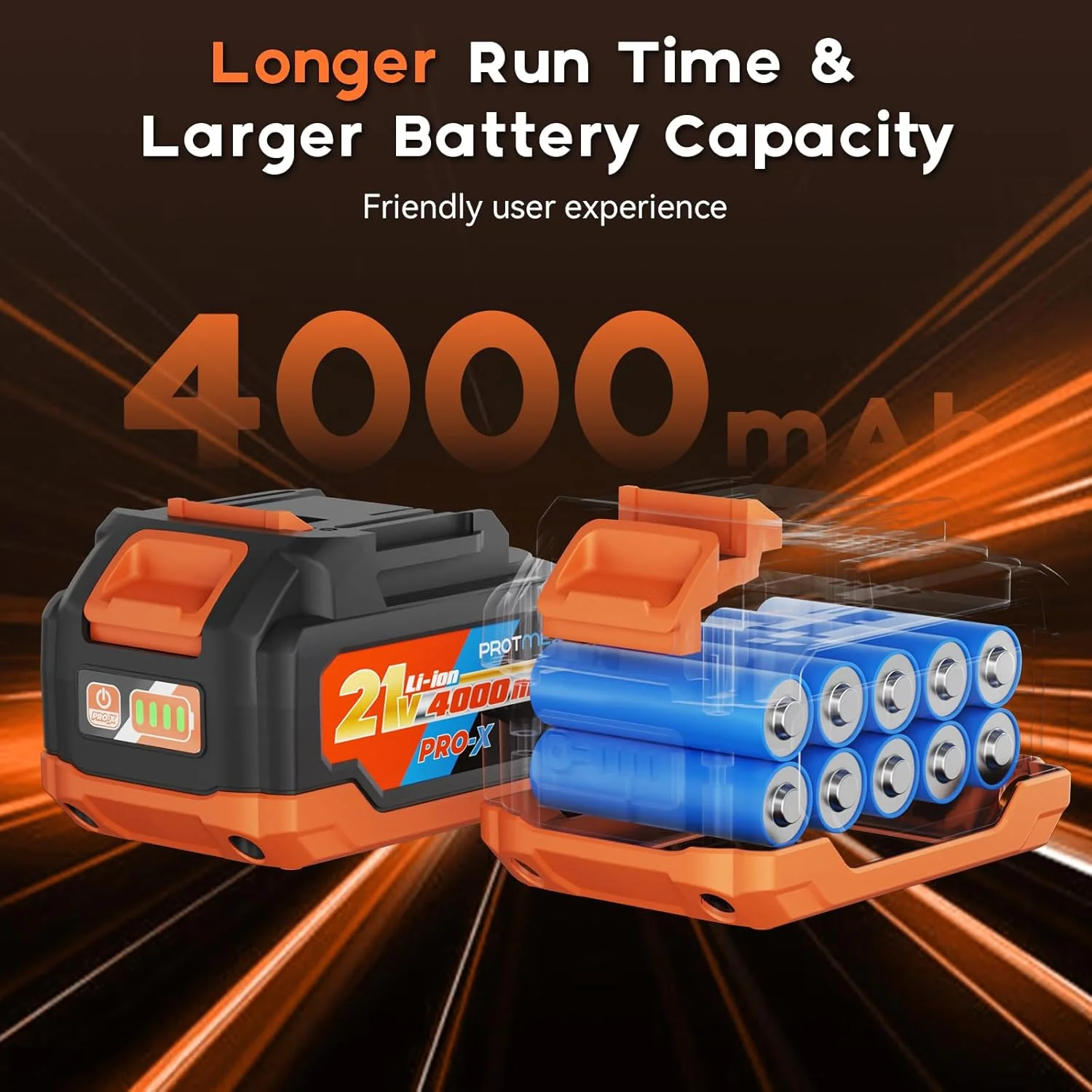 Protmex Cordless 900Ft-lbs Impact Wrench, 4000mAh Battery, 3500 RPM - Image 4