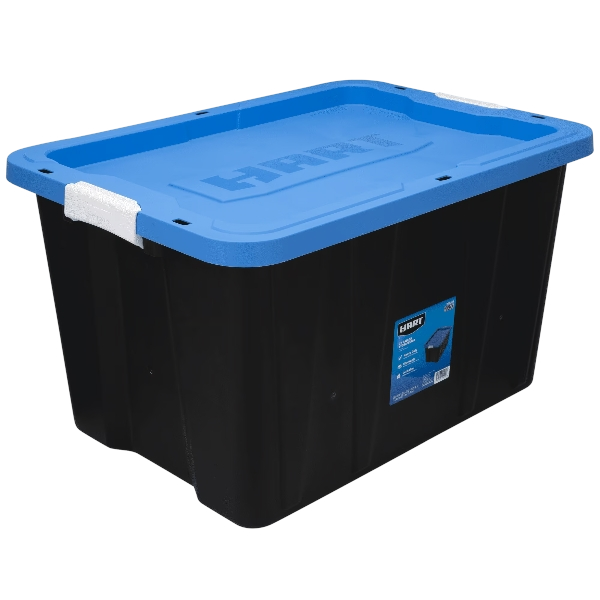 HART 27 Gallon Heavy Duty Latching Plastic Storage Bin Container, Black