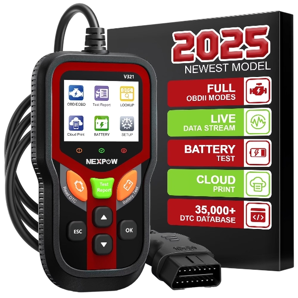 NEXPOW OBD2 Scanner, Car Code Reader with Battery Tester, Diagnostic Tool for Check Engine Light, OBDII Scanner for All Vehicles Since 1996