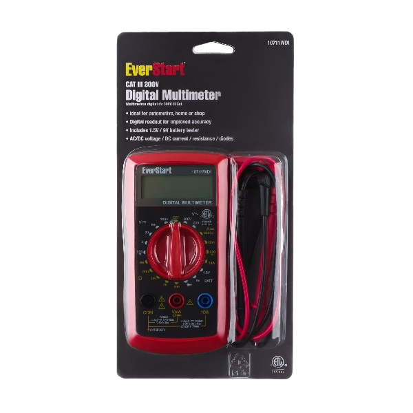 EverStart Automotive 300 Volt Digital LCD Multimeter, 10711WDI, New, 11 inch