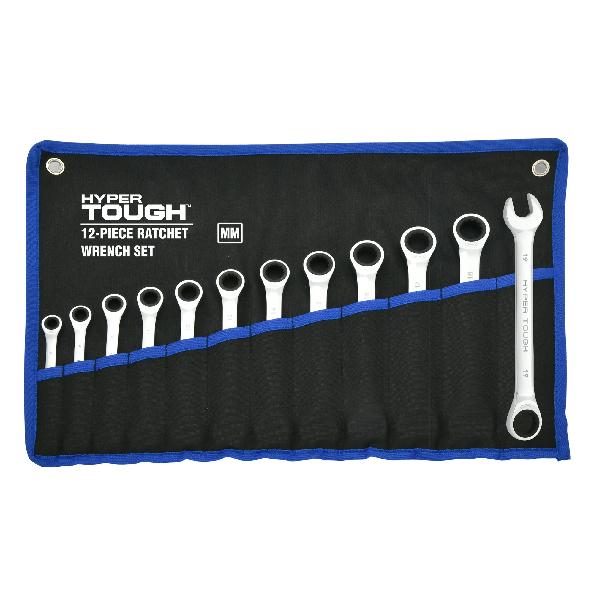 Hyper Tough 12-Piece Metric Combination Ratchet Wrench Tool Set, Hand Tools - Image 2