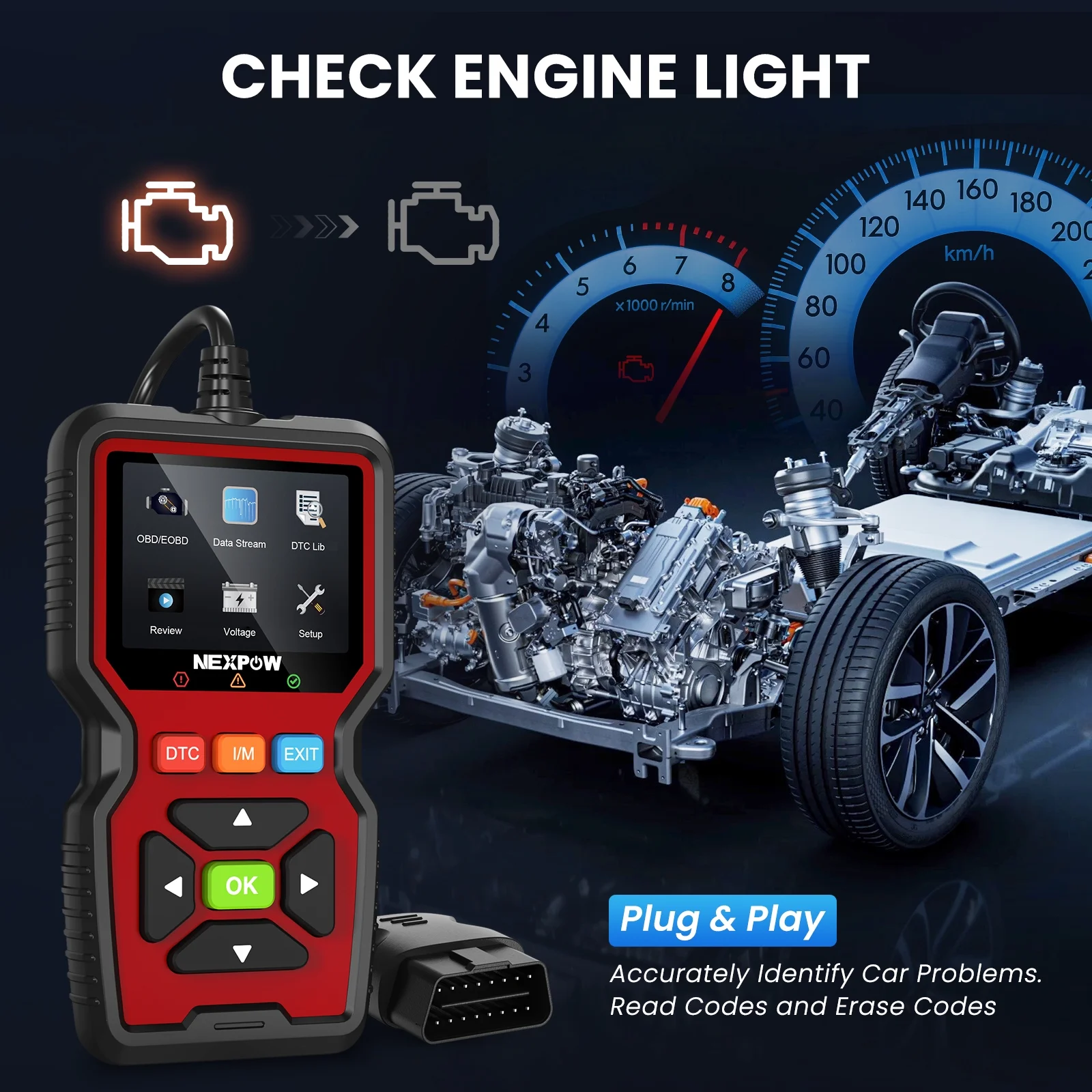 NEXPOW OBD2 Scanner, Car Code Reader, Auto Diagnostic Tool for Check Engine Light, Car Scanner for All Vehicles since 1996 - Image 5