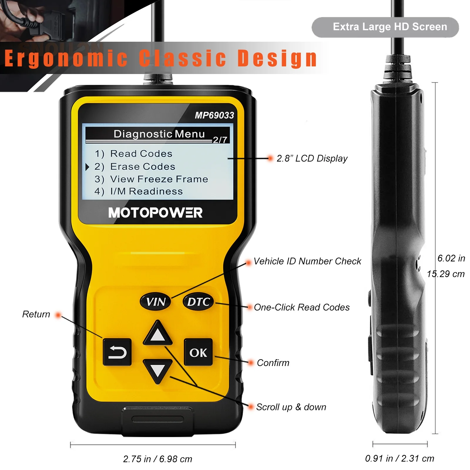 MOTOPOWER Car OBD2 Code Reader OBD2 Scanner Engine Fault Code Reader Car Diagnostic Scan Tool - Image 2