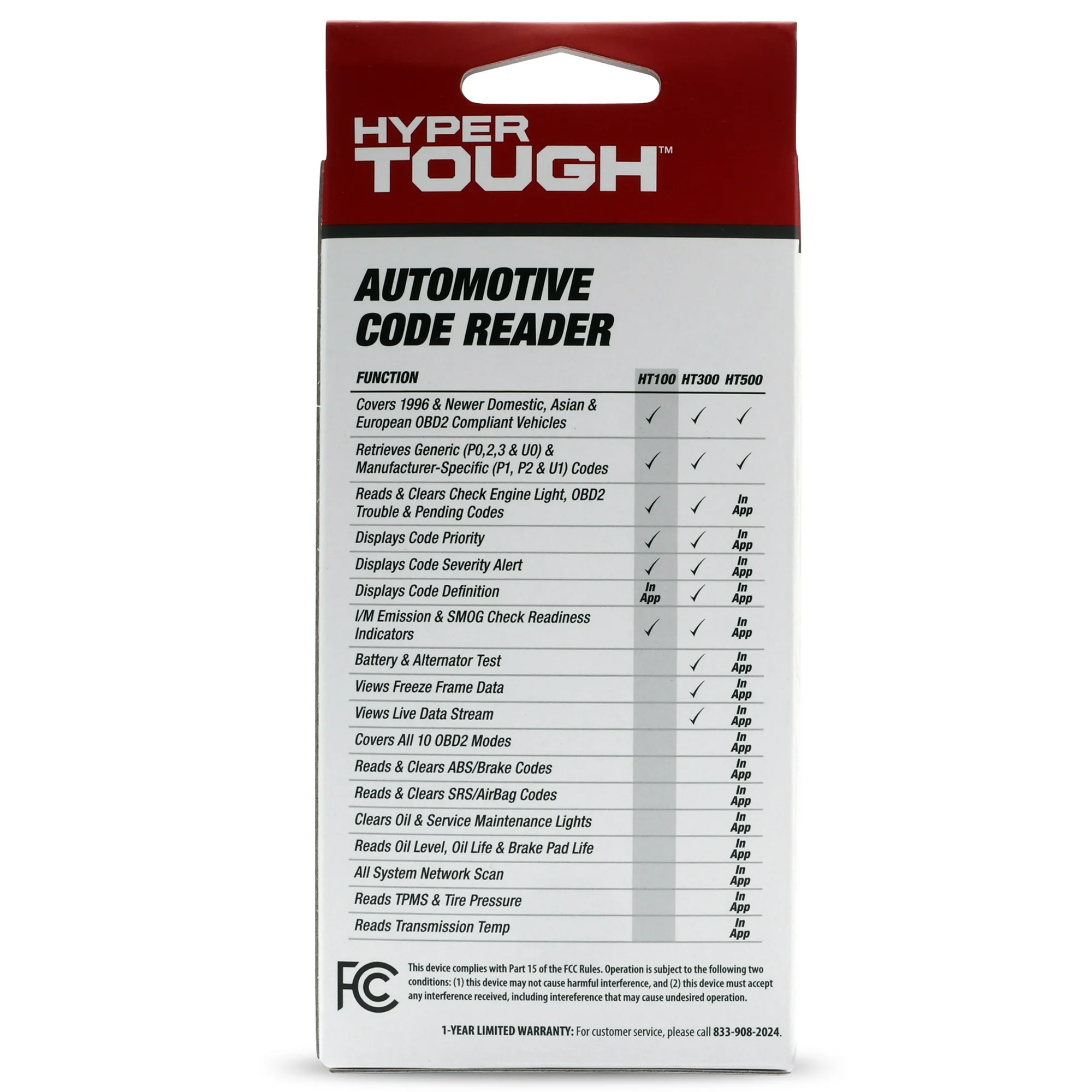 Hyper Tough HT100 Code Reader, 1996 & Newer OBD2 Vehicles, Free Fix & Part Recommendations - Image 6