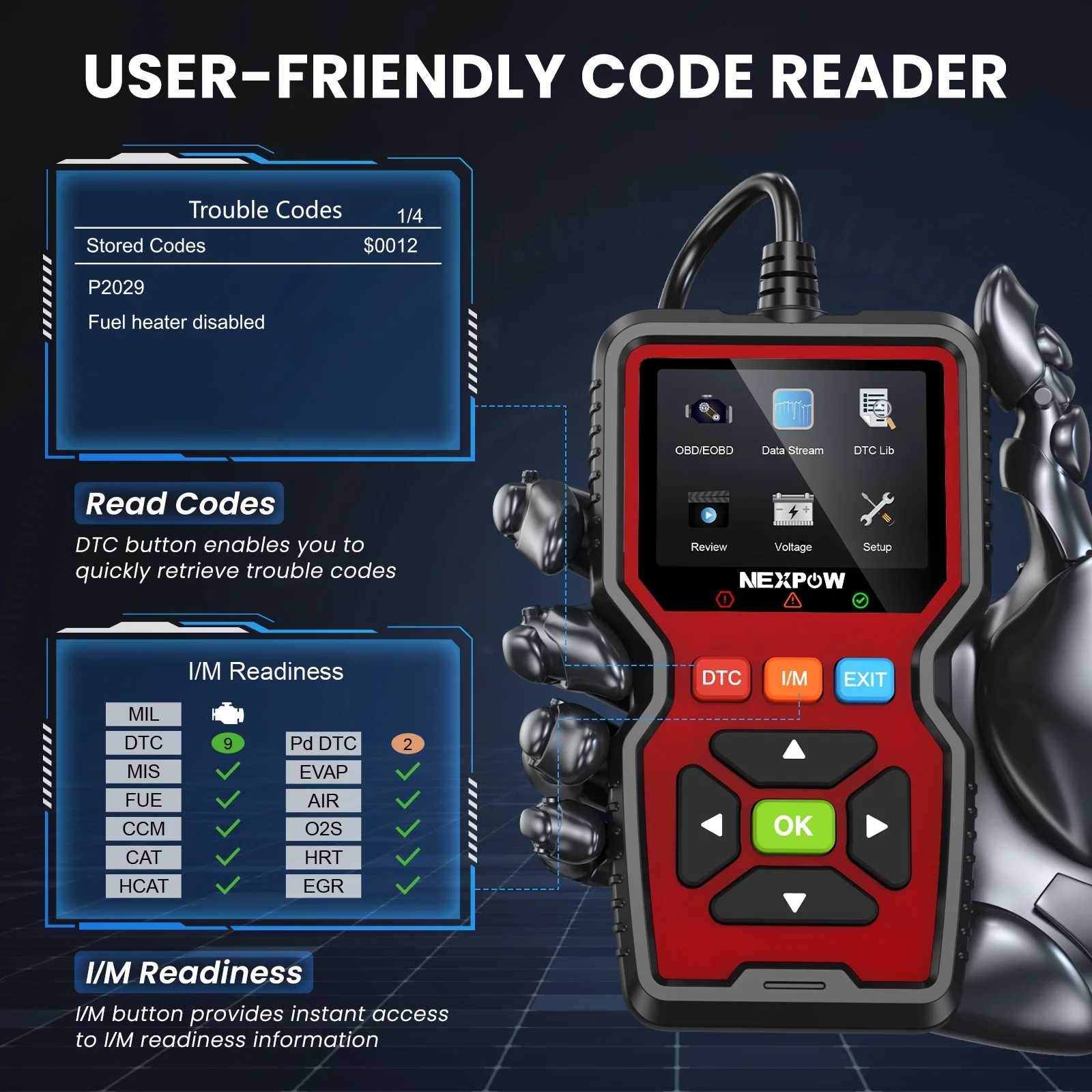 NEXPOW OBD2 Scanner, Car Code Reader, Auto Diagnostic Tool for Check Engine Light, Car Scanner for All Vehicles since 1996 - Image 3