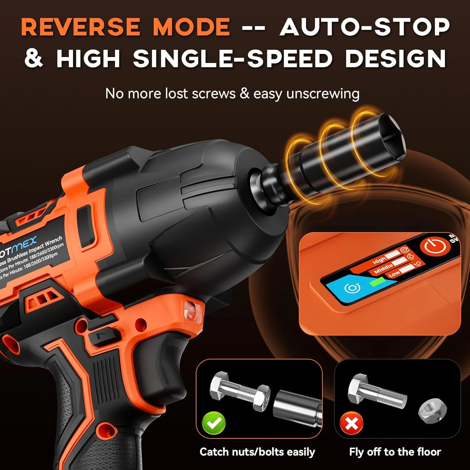 Protmex Cordless 900Ft-lbs Impact Wrench, 4000mAh Battery, 3500 RPM - Image 8