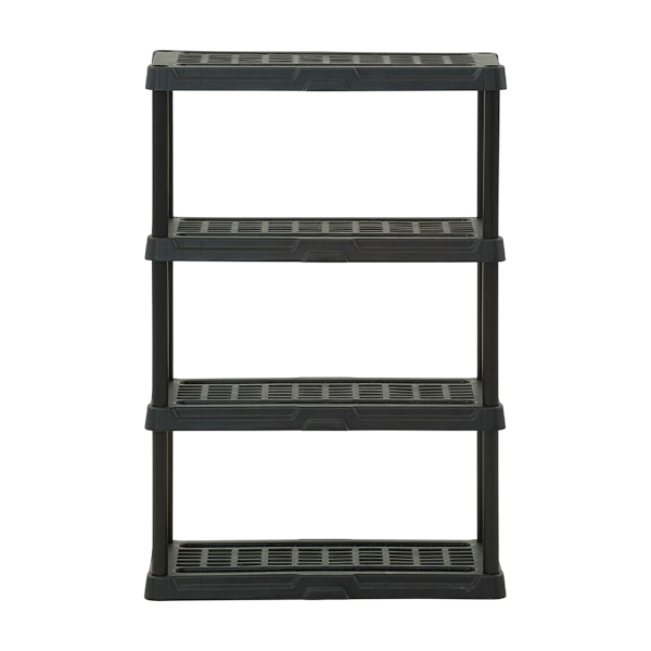 Hart Black Plastic 4-Tier Shelf 36 W x 18 D x 53 H, Up to 600 lb Total Capacity